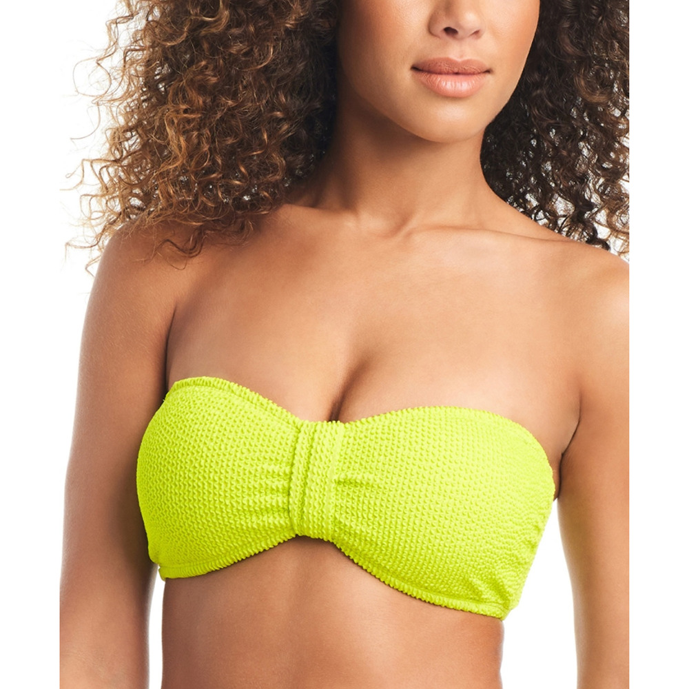 Bar III Women Convertible Bandeau Bikini Top Sunny Lime Size S